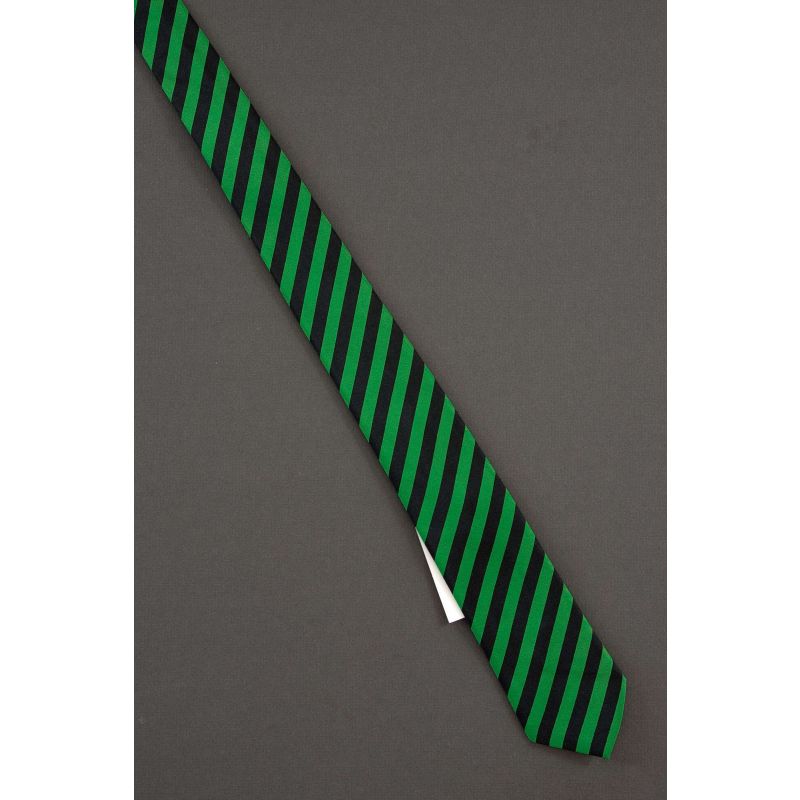 Green & Black Striped - Brand New Thin Necktie
