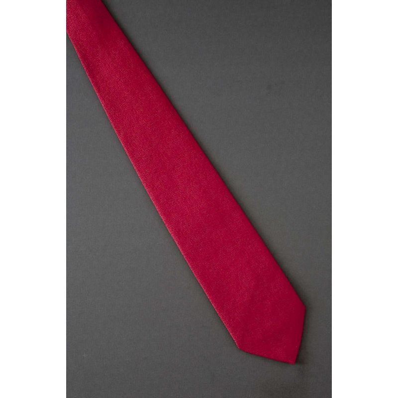Red Textured - 1970s Vintage Polyester Tie