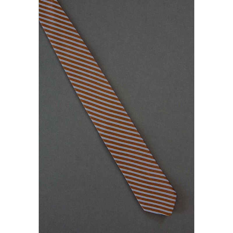 Brown & Blue Striped - 80s Slim Vintage Tie