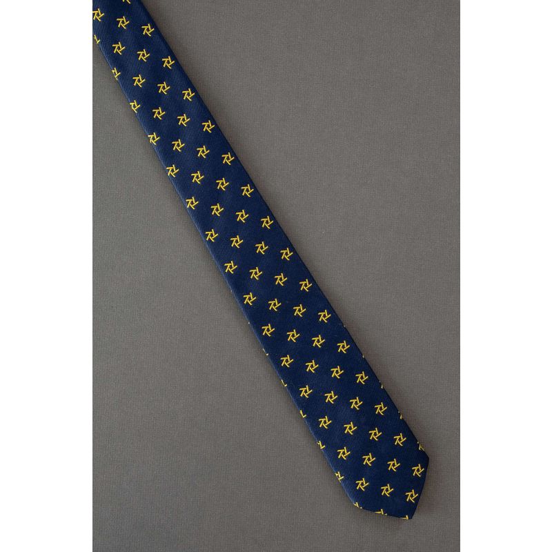 Pin Wheel Pattern - Skinny Navy Necktie