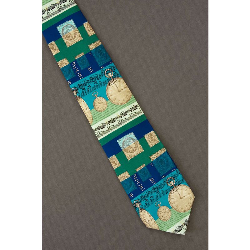 Watches, Stamps & Bars Of Music - Unique Tie