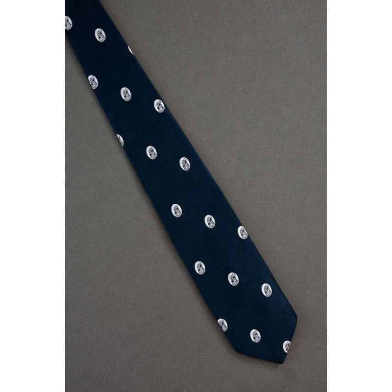 Portrait Of Ship Liner - 1980s Vintage Navy Tie