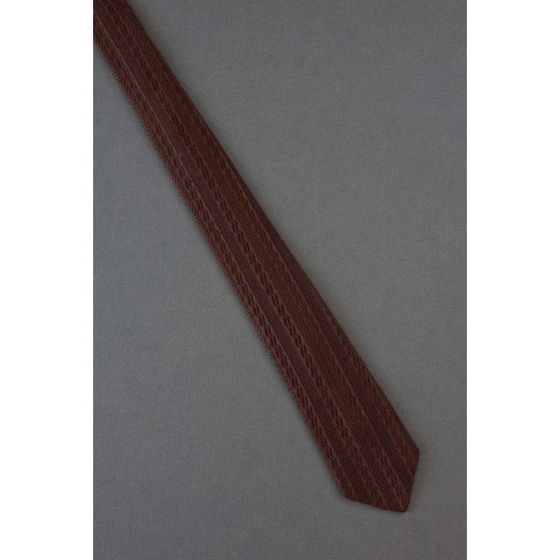 Striking Pin Stripe - 80s Skinny Brown Necktie