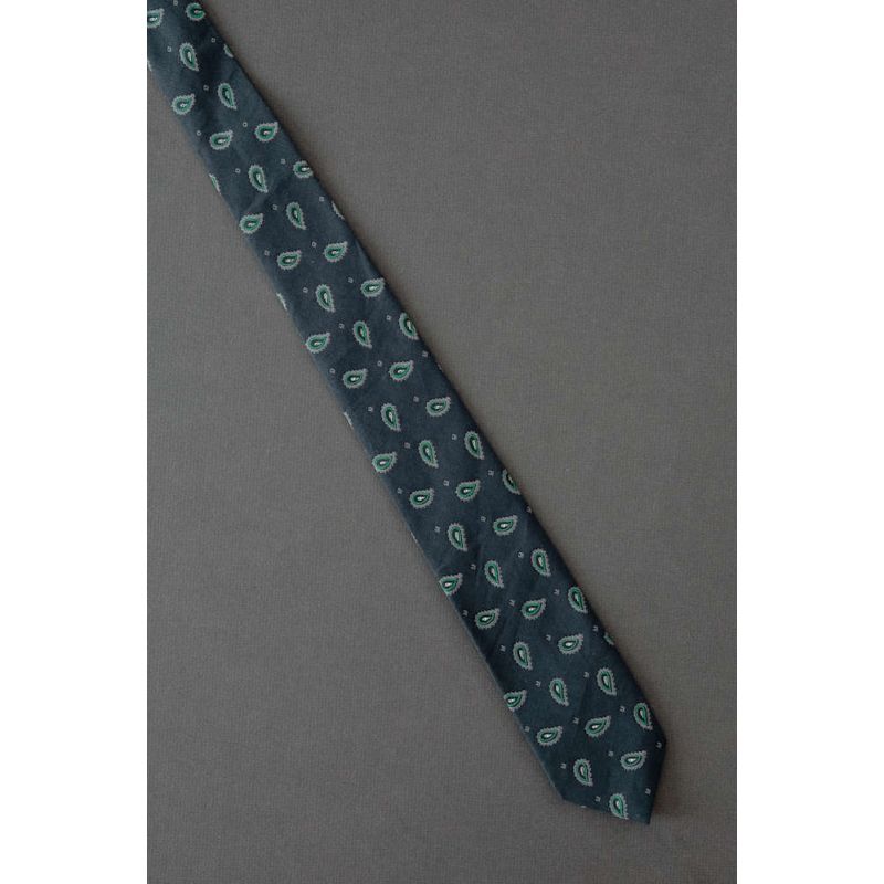 Funky Paisley Pattern - Skinny Navy Necktie
