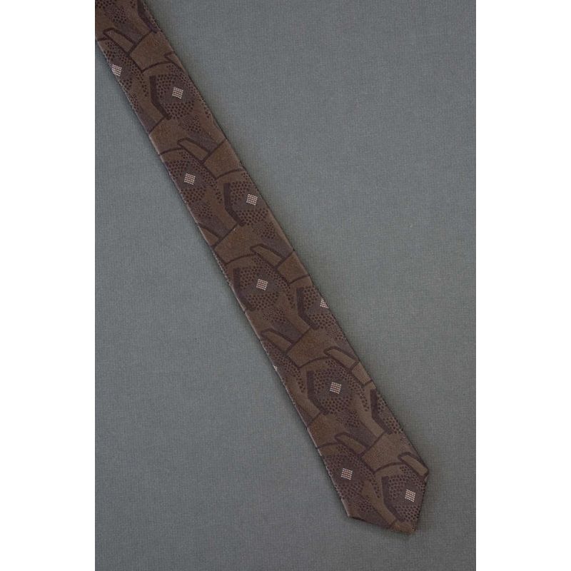 Unique Brown Pattern - 1980s Narrow Necktie
