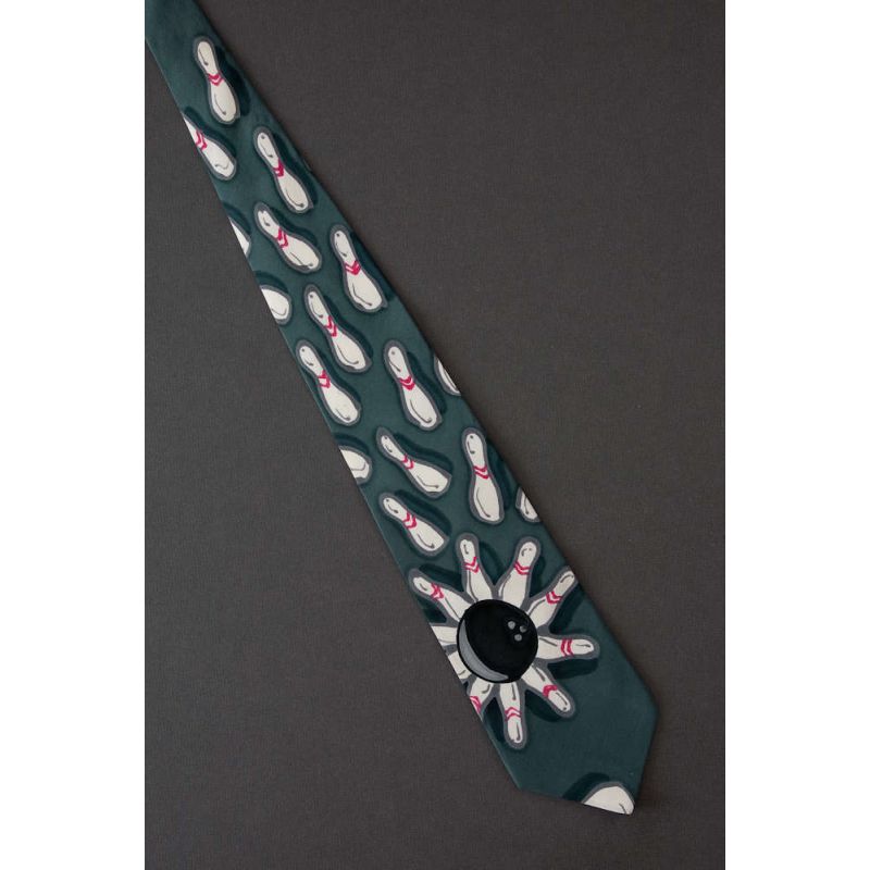 Bowling Ball & Pins - Hand Painted Necktie