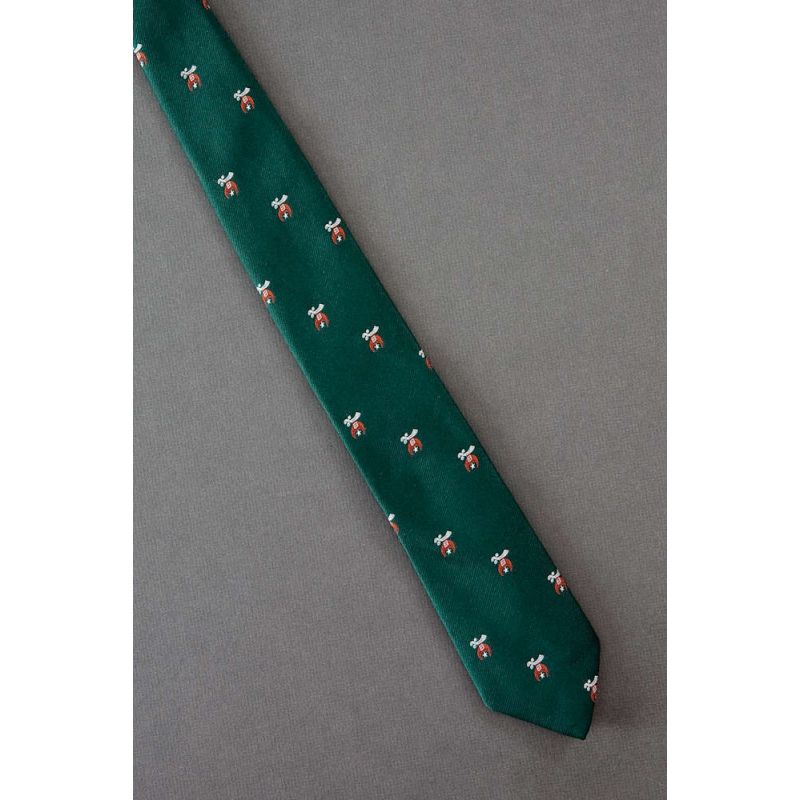 Shriner Logo Repeat - 80s Narrow Green Tie