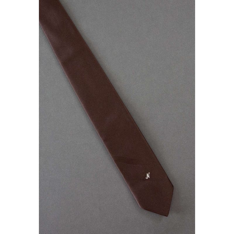 Initial - N - 80s Skinny Brown Monogram Tie