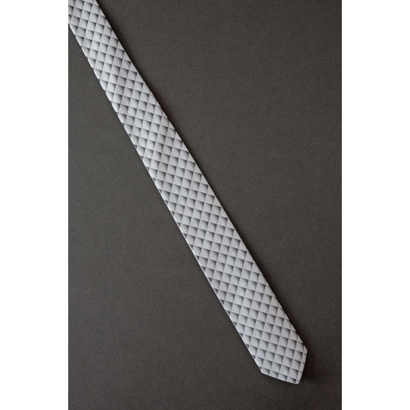 Shaded Diamonds - 80s Skinny Gray Necktie