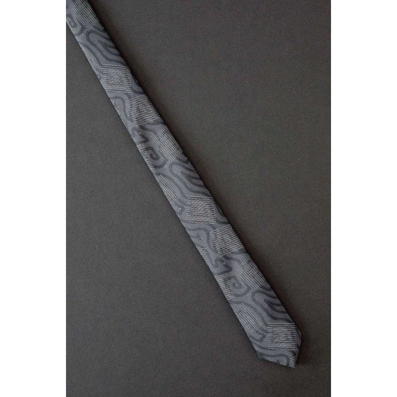 Overlapping Patterns - 1980s Skinny Gray Tie