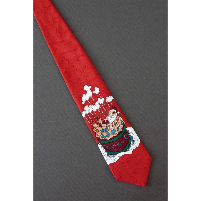 Santa Claus in Hot Tub With Reindeer - Tie