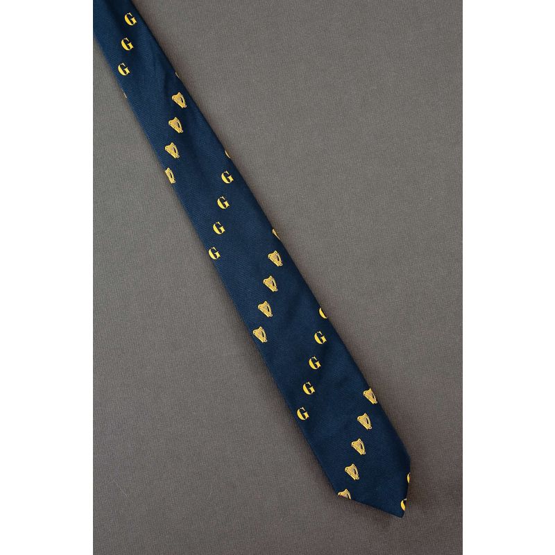 Letter G & Irish Harps - 1980s Skinny Navy Tie