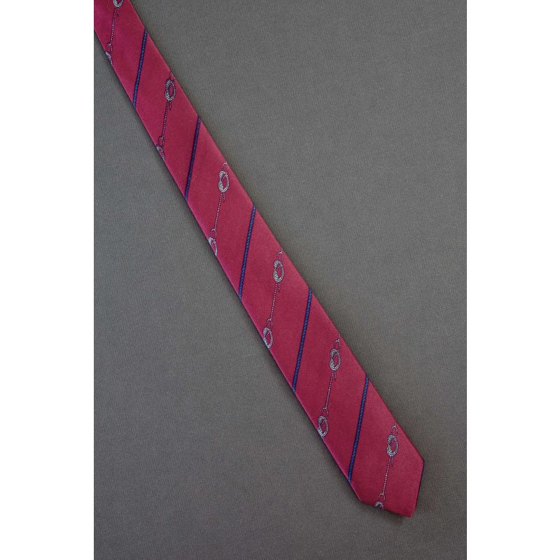Knots & Cords - 1980s Skinny Red Striped Tie