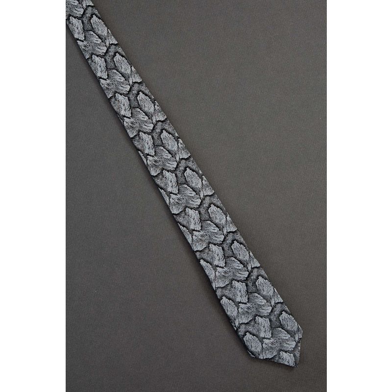 Unique Gray Design - 1980s Narrow Necktie