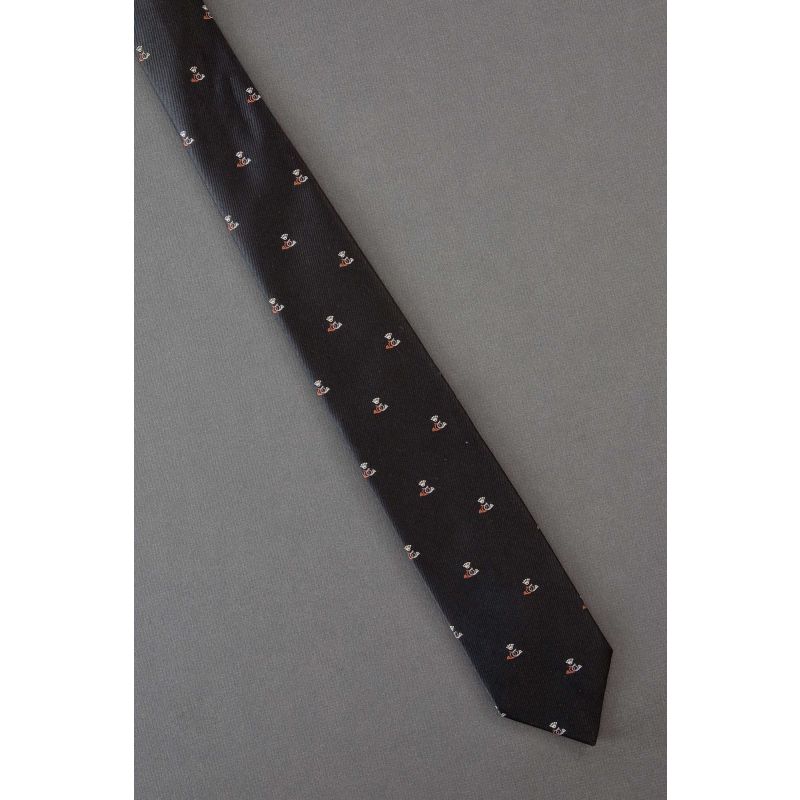 Hunting Horns & Crown - 80s Skinny Brown Tie