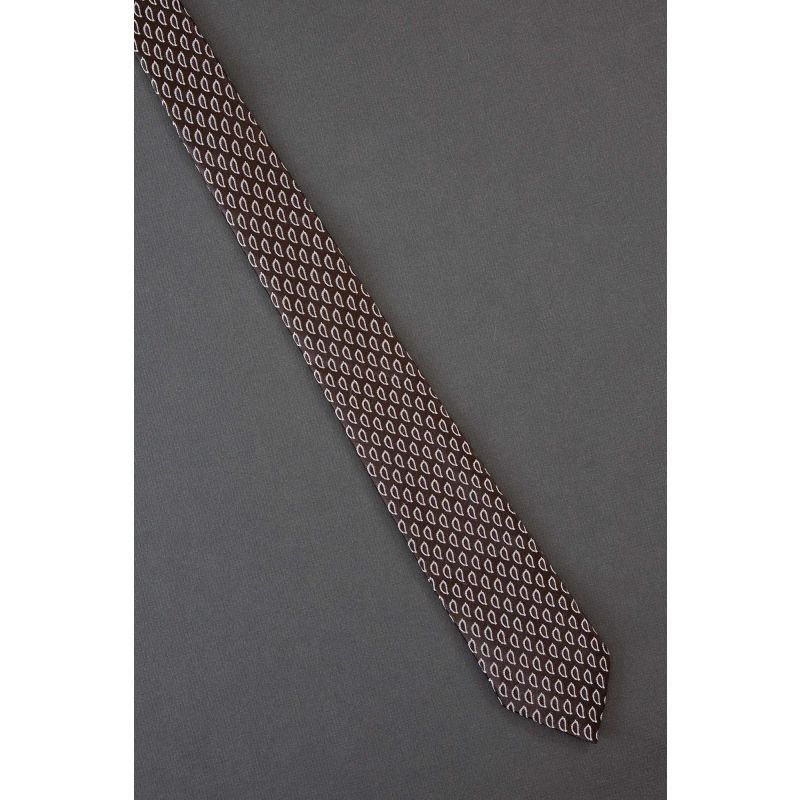 Leaf-Like Doodads - 80s Skinny Brown Necktie