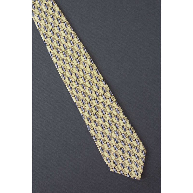 Rings & Houndstooth Pattern - Yellow Tie