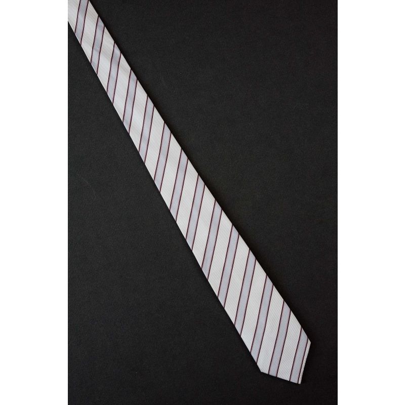 Gray Striped - 1980s Skinny Vintage Necktie