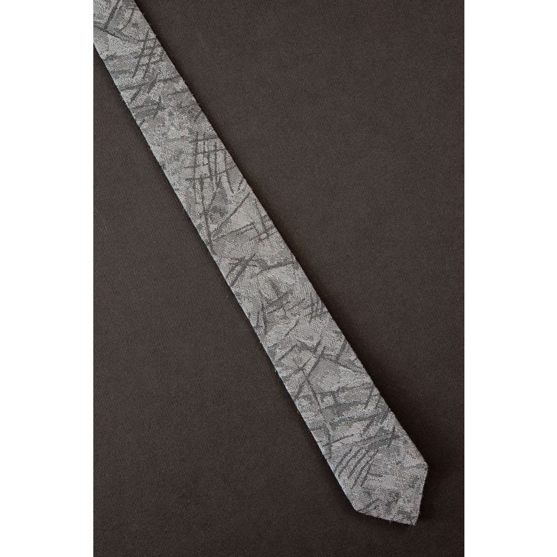 Hatch Marks - 1980s Skinny Gray Necktie
