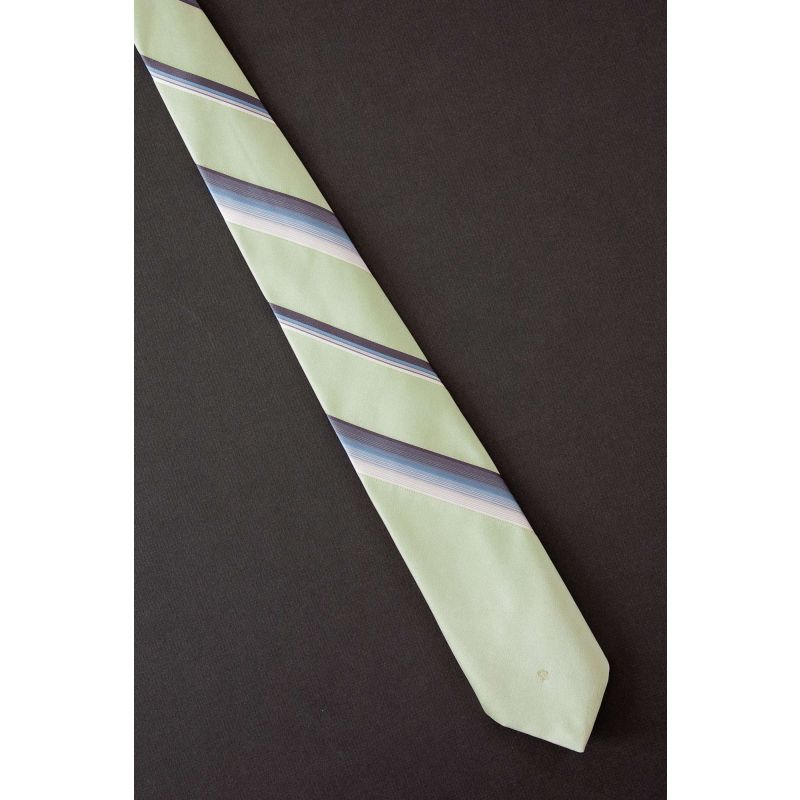 Lime Green Stripe - 80s Pierre Cardin Logo Tie