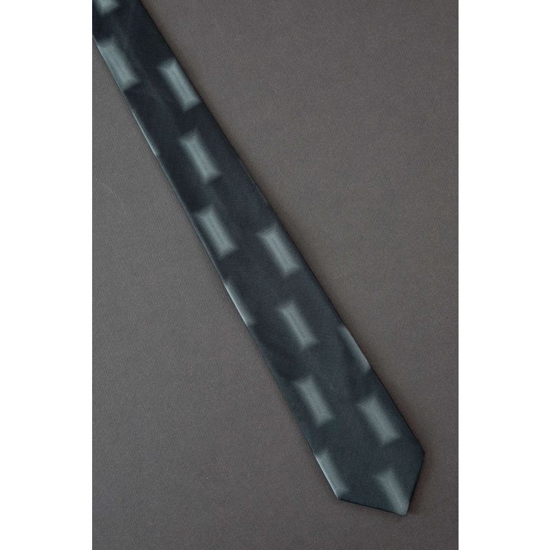 Fuzzy Rectangles - Black Skinny Necktie