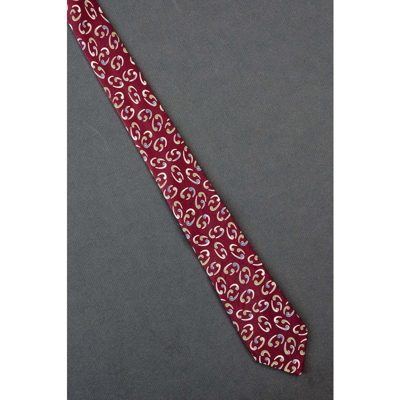 Paisleys Create Ovals - 80s Skinny Red Necktie