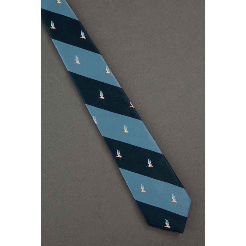 Duck Bird Repeat - 80s Navy Blue Striped Tie