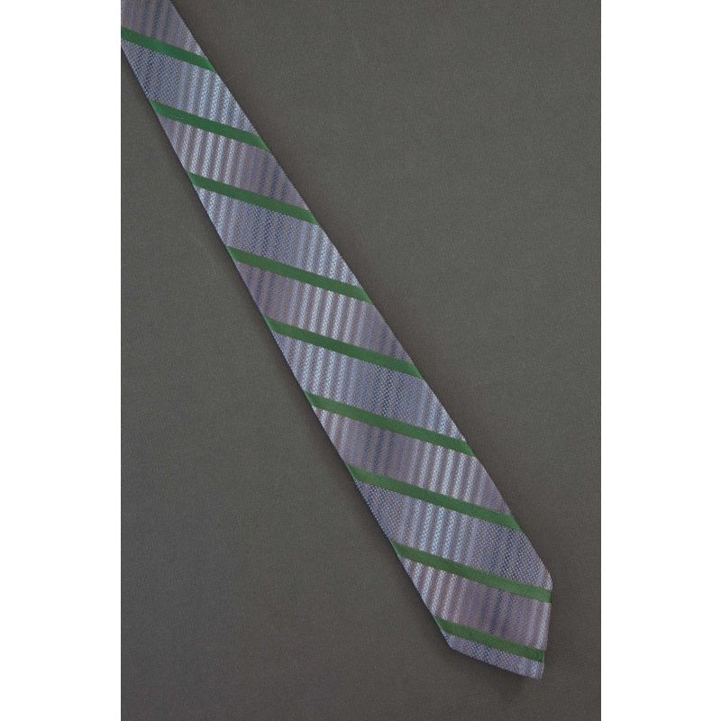 Green Cross Over Stripes - 80s Thin Tie
