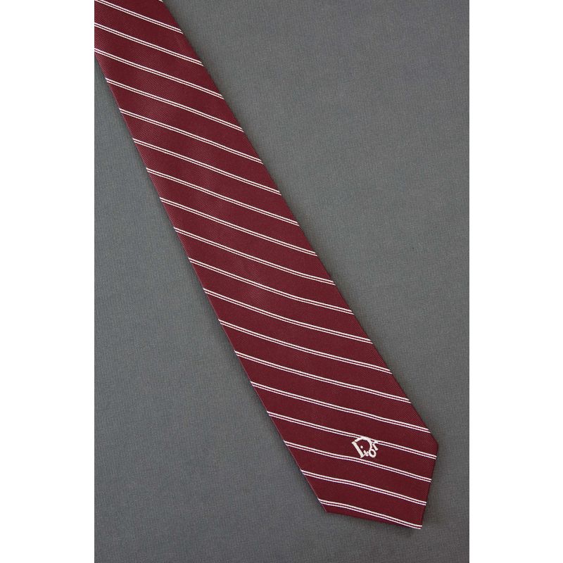 1970s Red Striped - Christian Dior Logo Tie