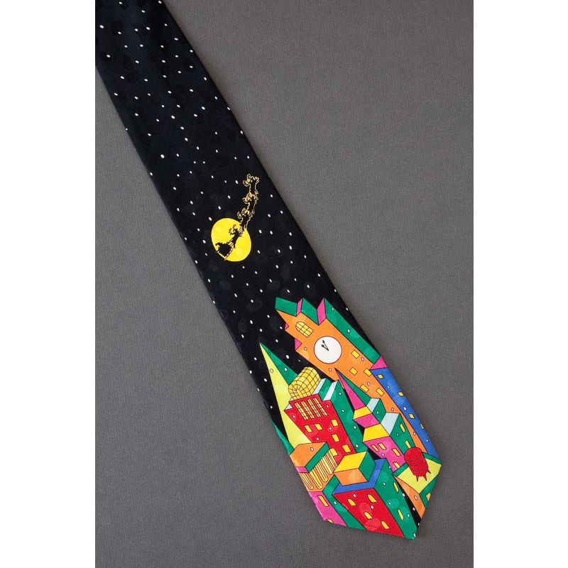 Santa Flies Over Colorful City - Necktie