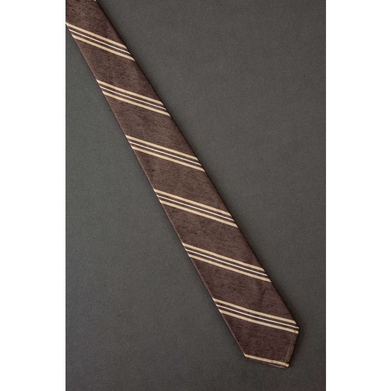 Brown & Peach Stripe - 1950s Skinny Necktie