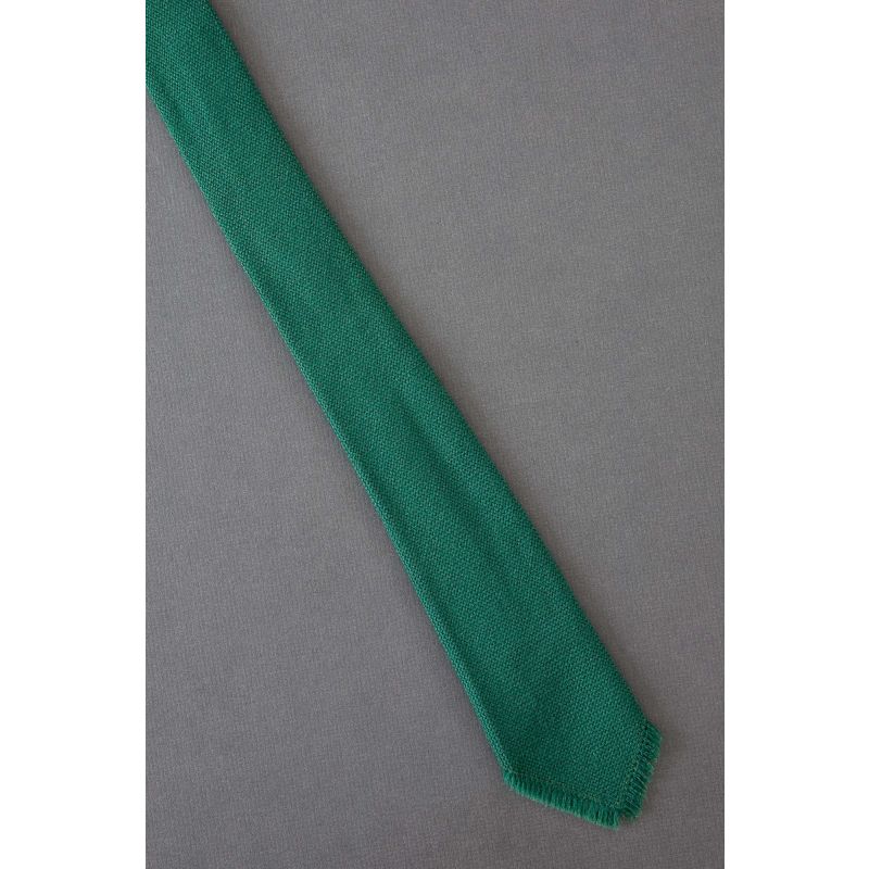 Skinny Boys Green Tie With Fringed Ends