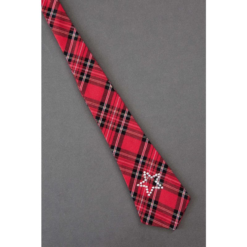 Red Plaid With A Silver Star - Boys Necktie