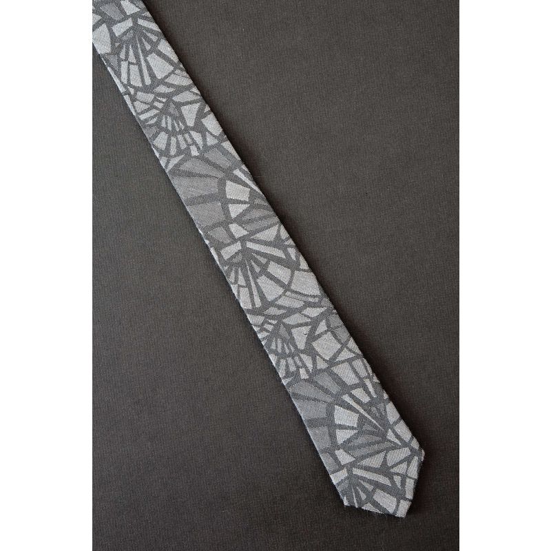 Gray Mosaic - 1980s Skinny Vintage Necktie