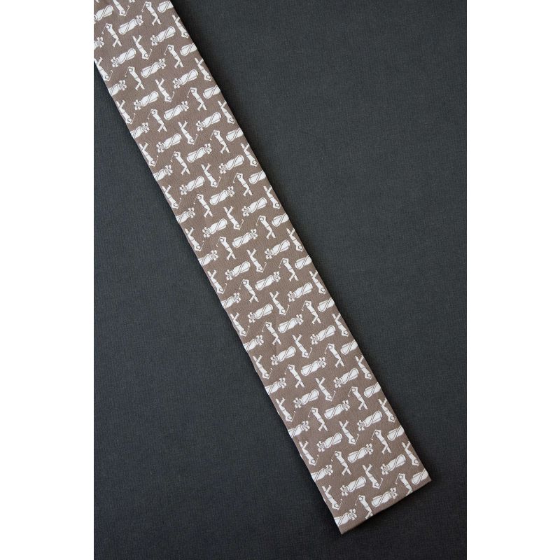 Golfer & Golf Bag - 50s Skinny Square End Tie