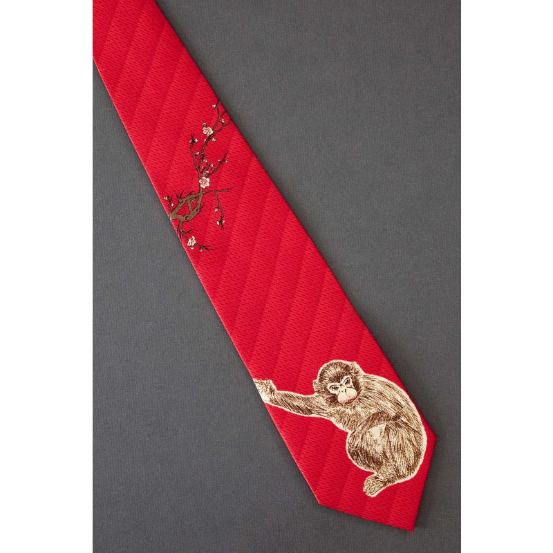 Monkey & Flowering Tree Branch - Necktie