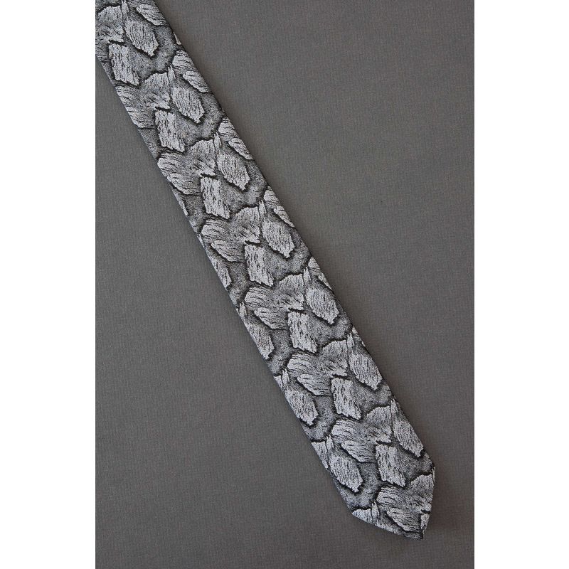 Overlapping Shapes - 80s Thin Gray Necktie