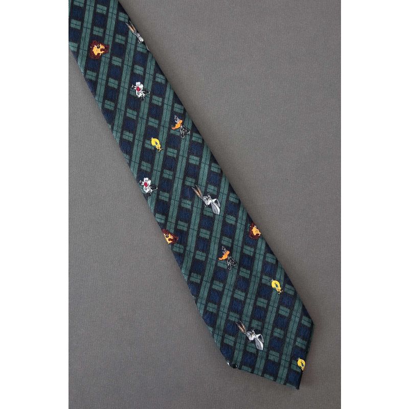 Green & Blue Plaid With Looney Tunes Tie
