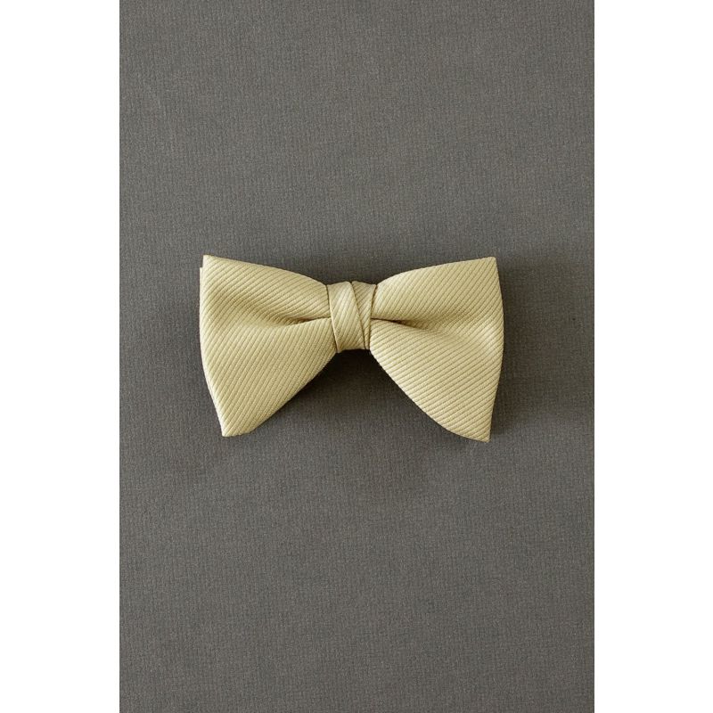 Solid Beige Color - 1970's Clip-On Bow Tie