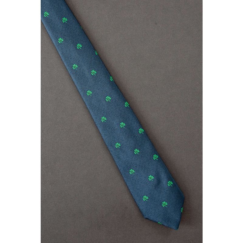 Three Leaf Clover - 80's Skinny Blue Necktie