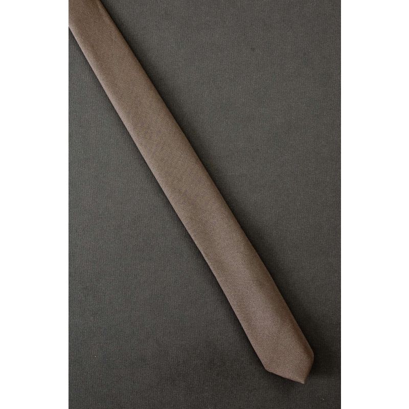 Solid Taupe - 1980's Skinny Polyester Tie