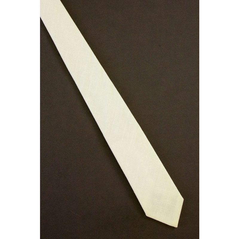 Solid Ivory Color - 80's Skinny Vintage Necktie