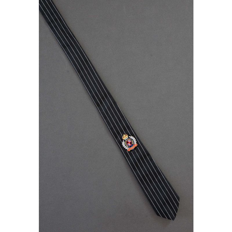 Black Pin Stripe With Crest - Boys Necktie