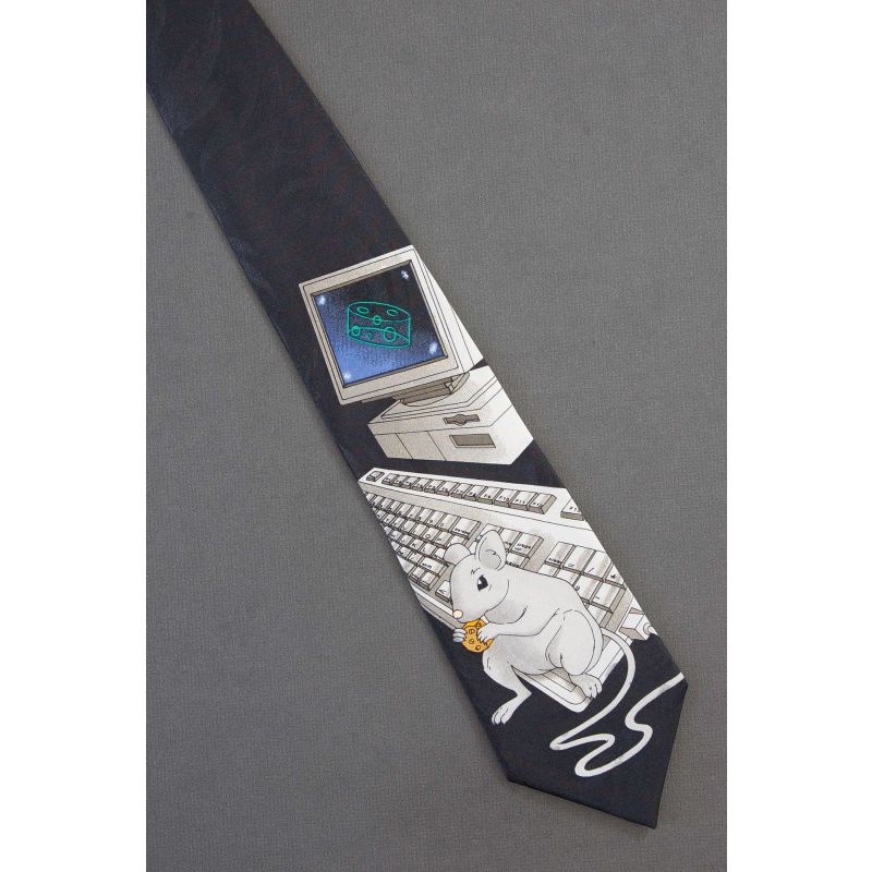 Computer Mouse Eats Cheese - Mens Necktie