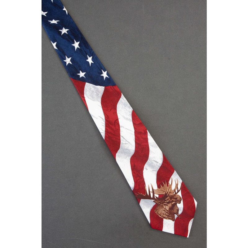 Moose International & American Flag Necktie