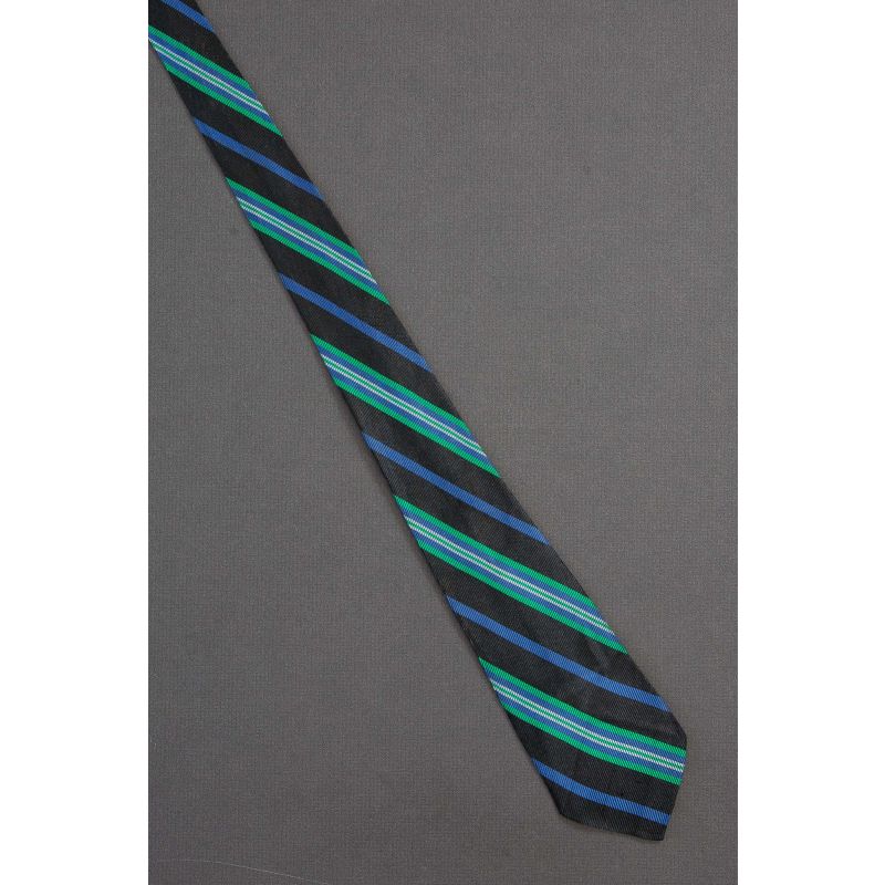 Black, Blue & Green Stripe - 50's Skinny Tie