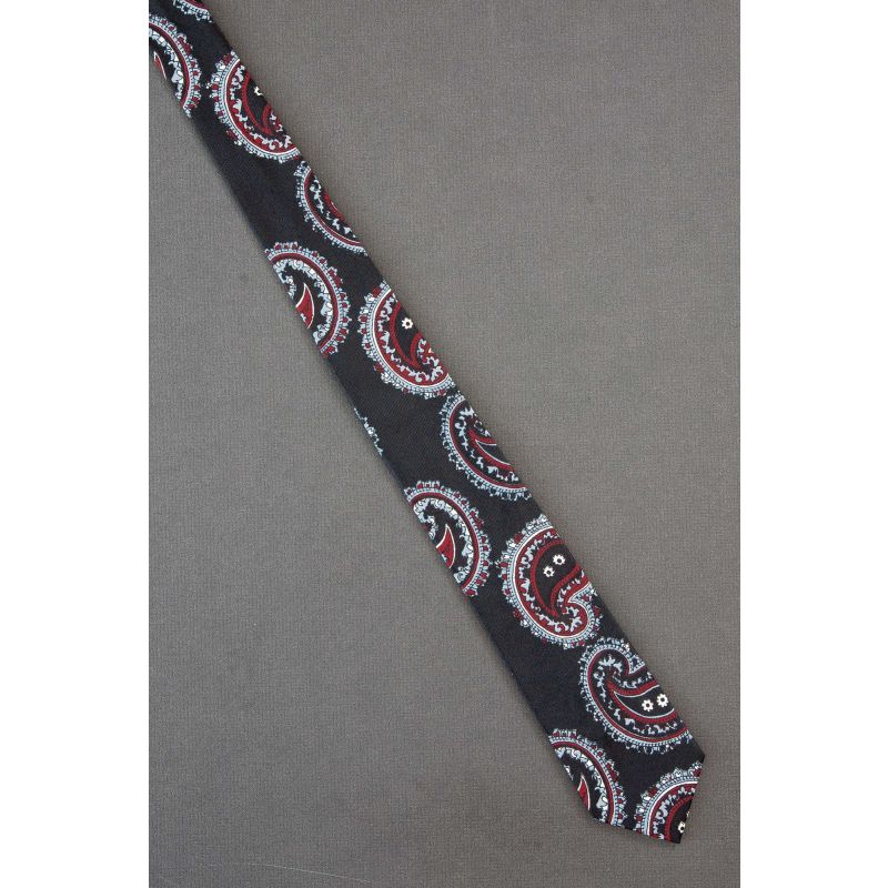 Oversized Paisleys - 1950's Skinny Black Tie