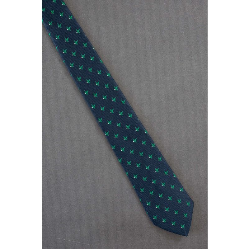 Green Flying Birds - 80s Vintage Navy Necktie