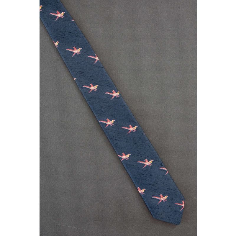 Pairs of Birds - 1980's Skinny Blue Necktie
