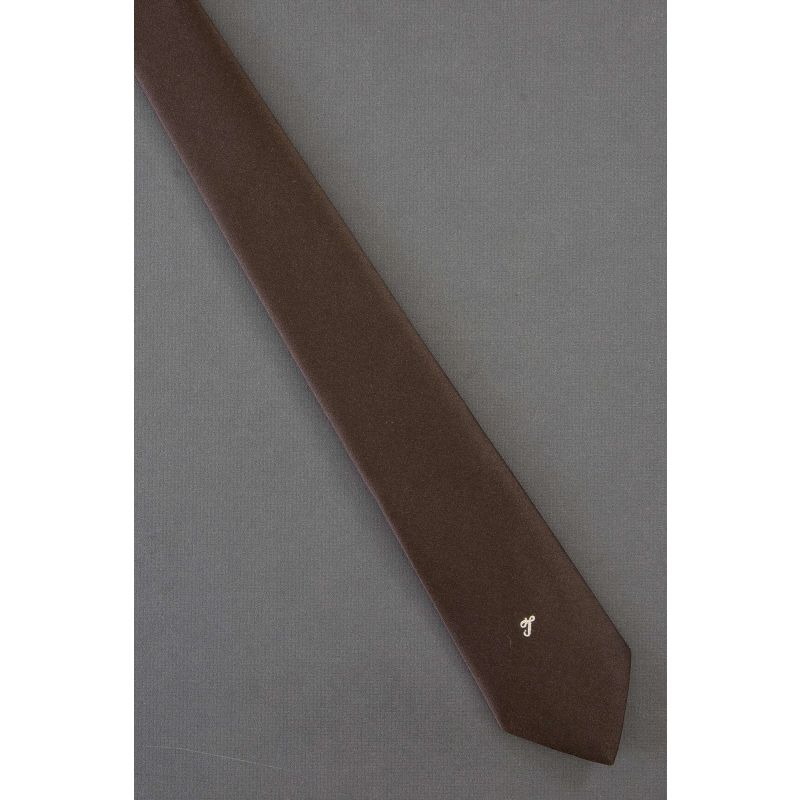 Initial T - 1980s Vintage Brown Monogram Tie